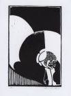 Figure in Shadow, Linolium Block Print, Image Size 6" x 9"
